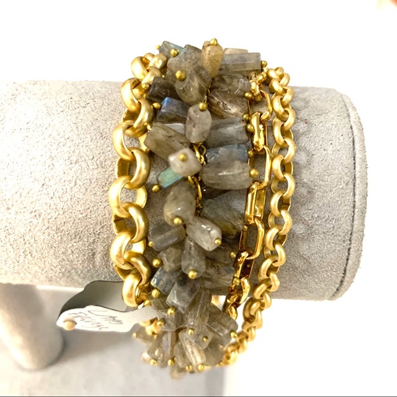 Bracelet labradorite stone gold metal NWT - Picture 2 of 3